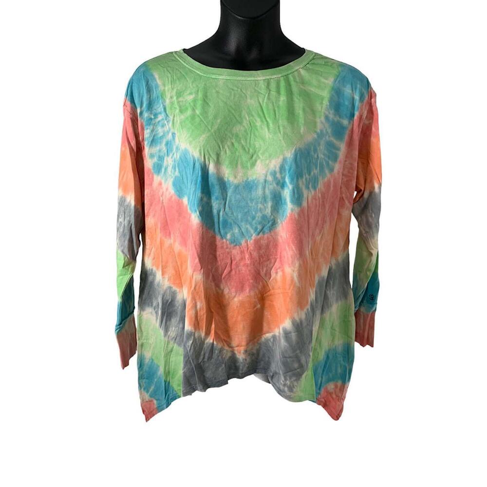 Seed to Style Printed Long Sleeve Top w/ Sharkbite Hem Multi TieDye - Regular